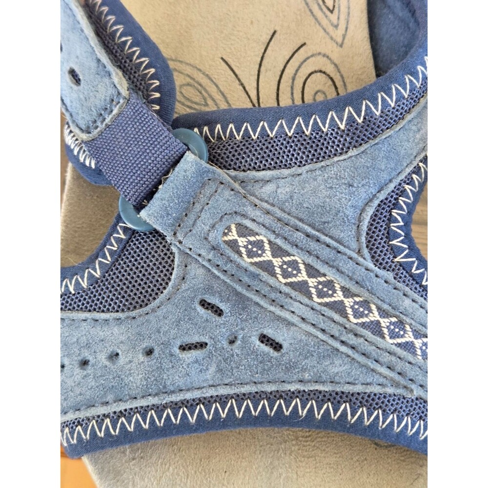 Earth Spirit Comfort Sandals Blue Leather Slides Gelron Cushion 7 - Picture 9 of 15